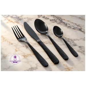 VENUS Set tacamuri inox 18/0 NEGRU - 4 persoane (16 piese)