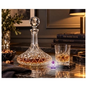 ANGELA Set 6 pahare si decantor (1000 ml) cristal Bohemia whisky