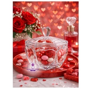 Bomboniera / Cutie bijuterii cristal Bohemia decor "Inimioare" 13 cm