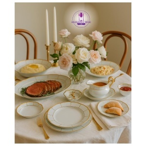 MENUET decor AUR Serviciu masa portelan Bohemia 12 persoane ( 45 piese )