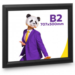 Plakátkeret _B2, _707 _x _500 _mm, _poszterkeret _fali, _fekete _színben, _szögletes _sarokkal, _25 _mm-es _profil, _fém