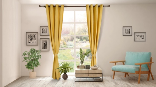 Set 2 draperii catifea 140x270 cm - Galb