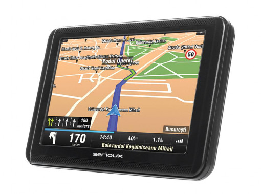 GPS Serioux, Urban Pilot UPQ500, 5.0" TFT, rezolutie: 800*480, Mstar2531 800MHz, 256 MB DDR3 RAM, memorie interna 8GB, baterie 950mAh, radio FM, suport card microSD , fara harta