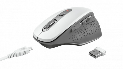 Mouse Trust Ozaa, Rechargeable Wireless, alb