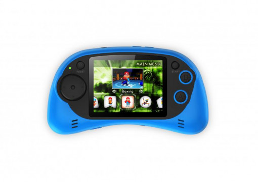 Consola jocuri portabila Serioux, ecran 2.7", rezolutie 960x240 pixeli, 200 jocuri incluse, alimentare 3 baterii AAA sau prin miniUSB, culoare albastru