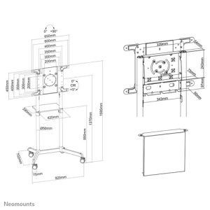 Stand podea mobil NM 37"-70" 70kg alb - Img 6