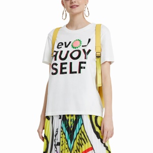 DESIGUAL LOVE YOURSELF ŽENSKA MAJICA, BELA