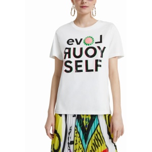 DESIGUAL LOVE YOURSELF ŽENSKA MAJICA, BELA - Img 2