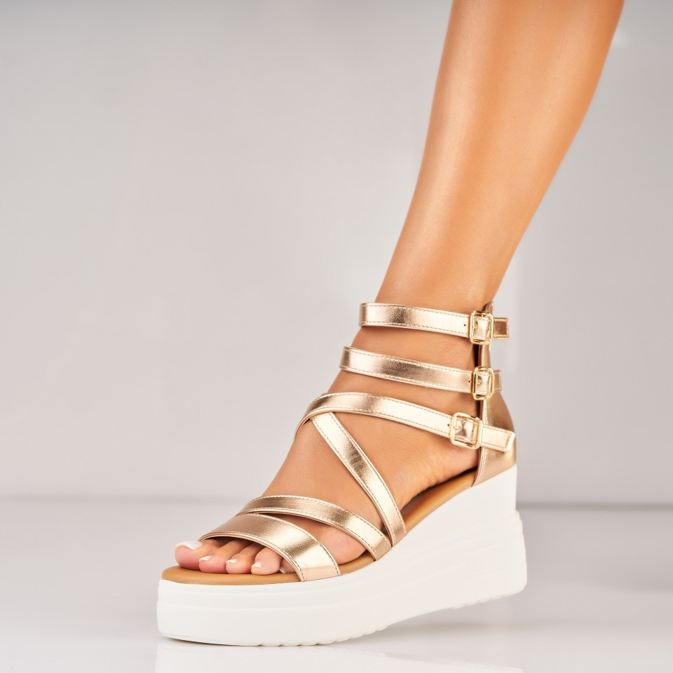 Sandály na platformě Eko kůže Růžově zlatá Nyxia A5519