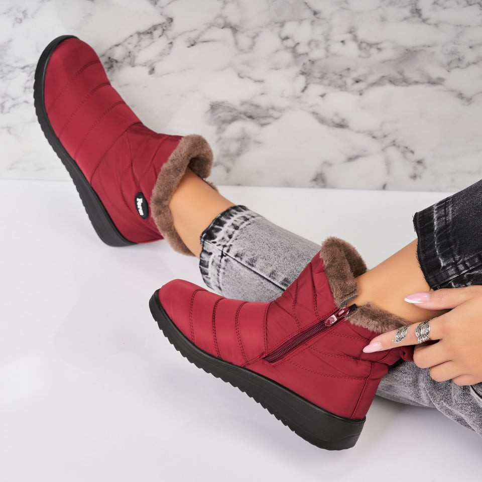 Kožešinové boty Voděodolná textilie Červená Adora A3005
