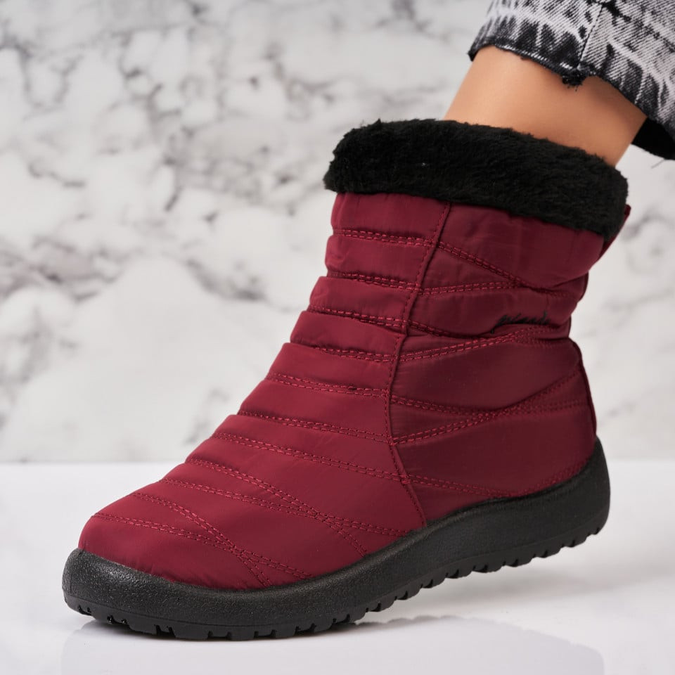 Kožešinové boty Voděodolná textilie Červená Danyella A3015