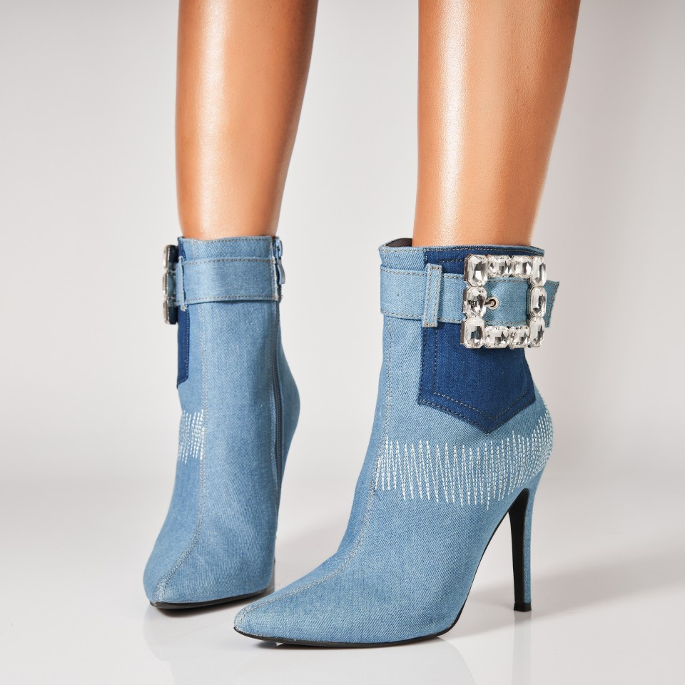 Kotníkové boty na podpatku Textil Modrá Dioni A7208