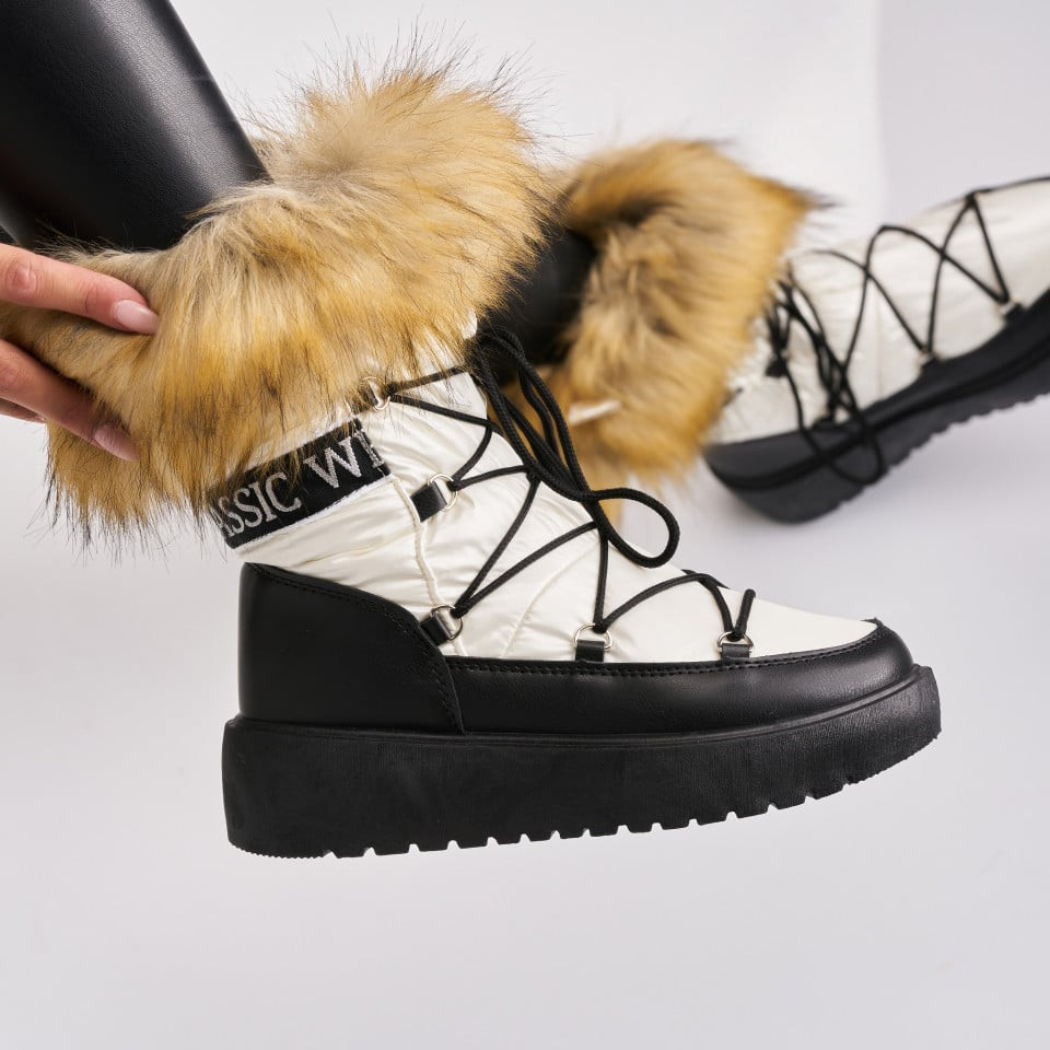 Kožešinové boty Voděodolná textilie Bílá Lanika A2746