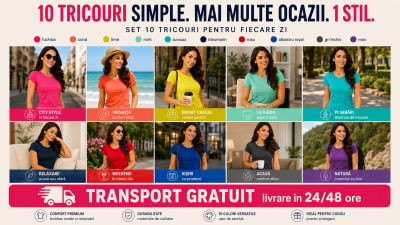 Set 10 tricouri damă Malfini din bumbac 100% – confort, culori variate și transport gratuit