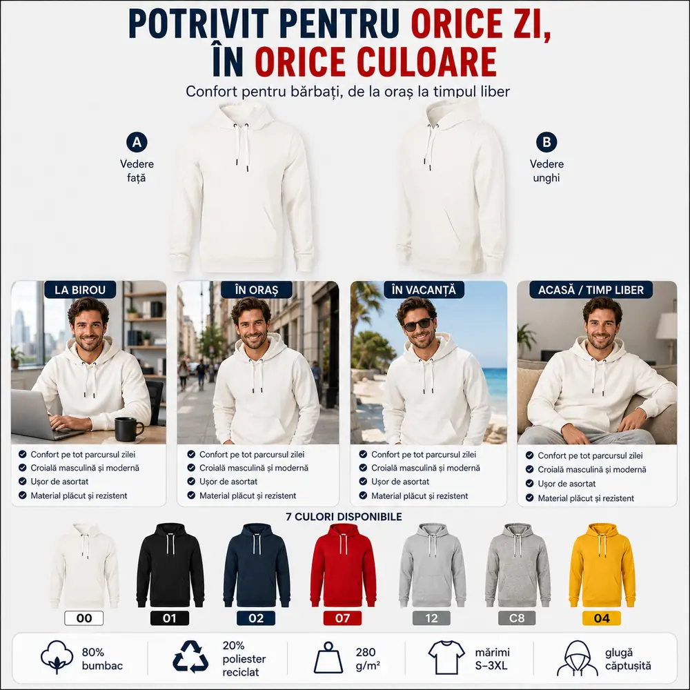 Hanorac bărbați Malfini Break 840 purtat la birou, &icirc;n oraș, &icirc;n vacanță și acasă