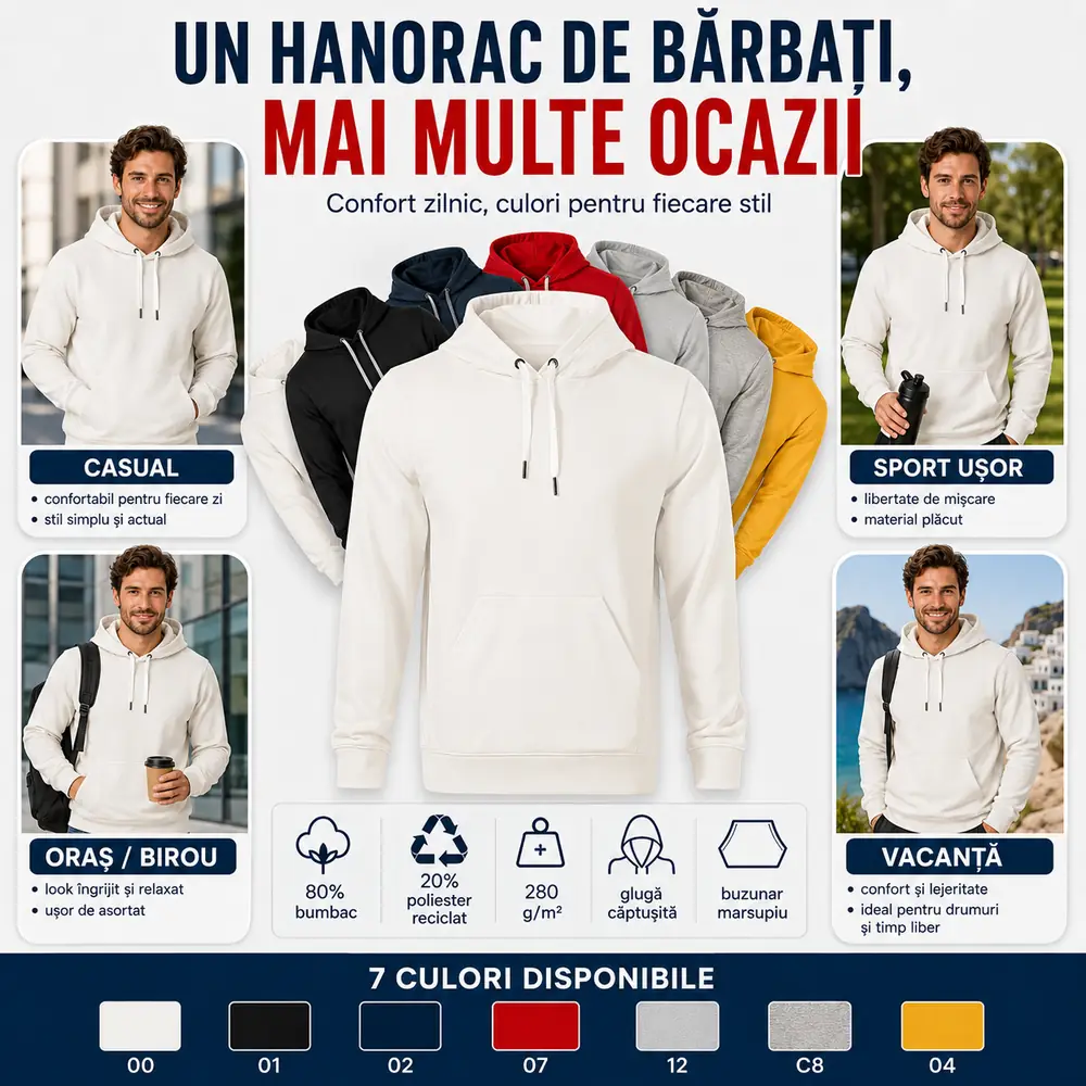 Hanorac bărbați Malfini Break 840 pentru casual, sport ușor, oraș, birou și vacanță