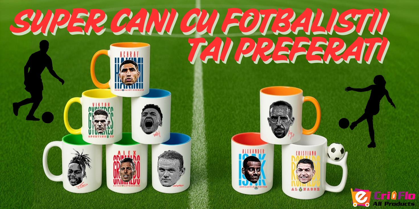 Super cani cu fotbalistii tai preferati, maner colorat