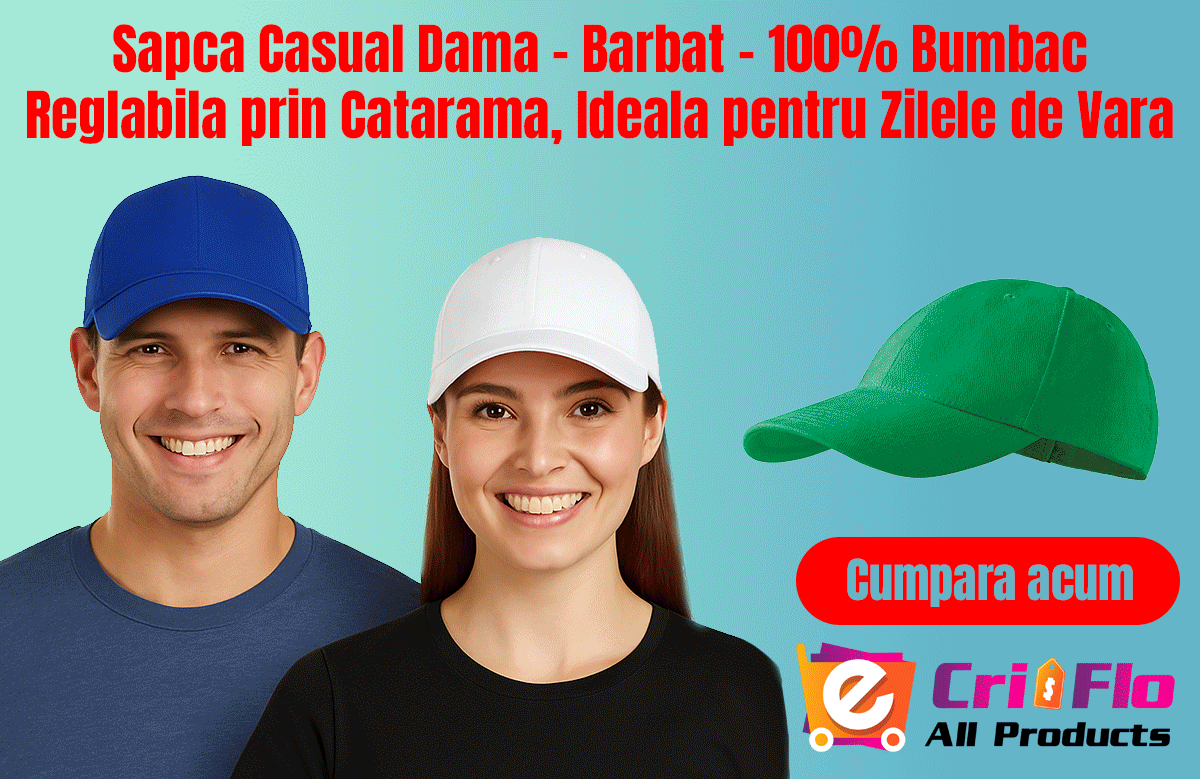 Sapca Dama, de vara, stil casual elegant, Ajustabila prin catarama, 100% bumbac, Cri-Flo, Culoare Rosu