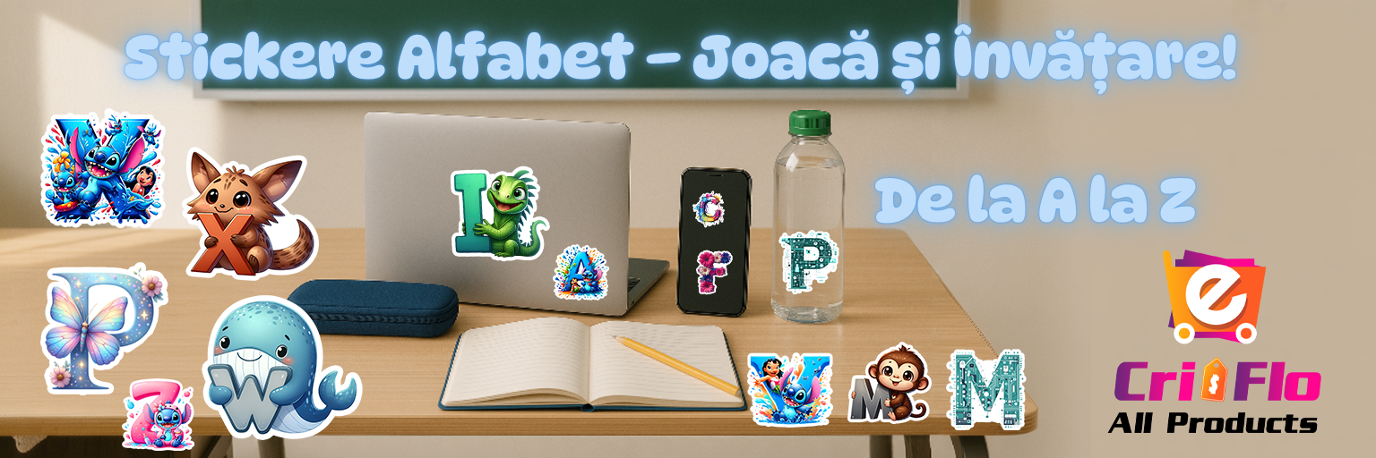 Stickere decorative Alfabet cu litere si cifre de la A la Z, ideal pentru a iesii in evidenta si de ati personaliza obiectele preferate!