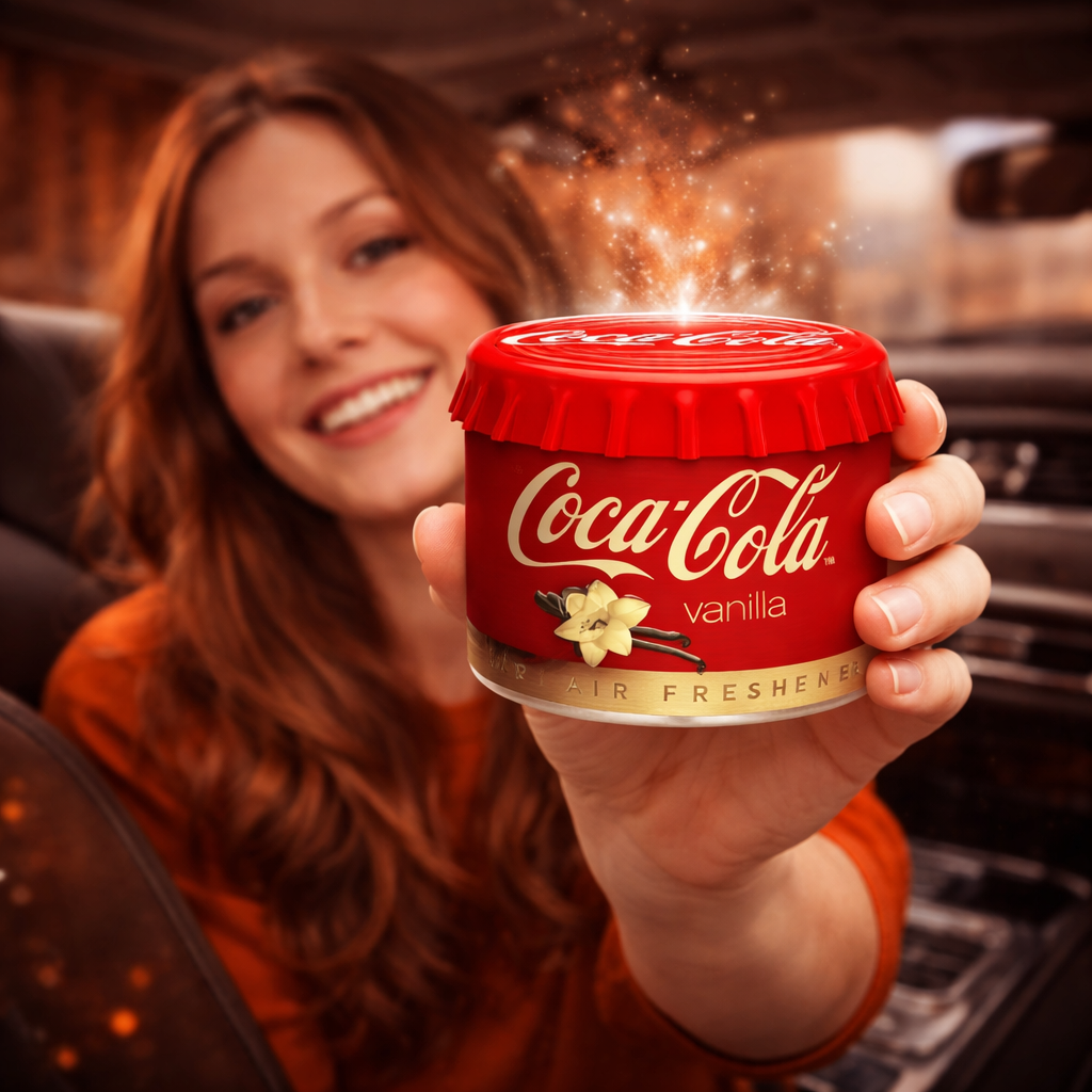 Odorizant Auto 3D Coca Cola Vanilie, Tip conserva, Cupholder, Parfum Intens și Persistent, Design Realist, Vegan Friendly, ideal pentru masina birou casa, 4x Stickere auto Odorizant Auto 3D Coca Cola Vanilie, Tip conserva, Cupholder, Parfum Intens și Persistent, Design Realist, Vegan Friendly, ideal pentru masina birou casa, 4x Stickere auto