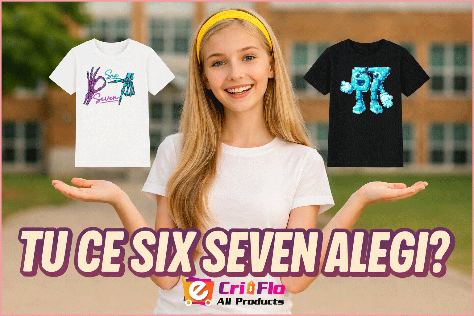 Tricou SIX SEVEN 67 Decor Craciun 2, Dama, 100% Bumbac, Cri-Flo, Culoare Negru, Marime L