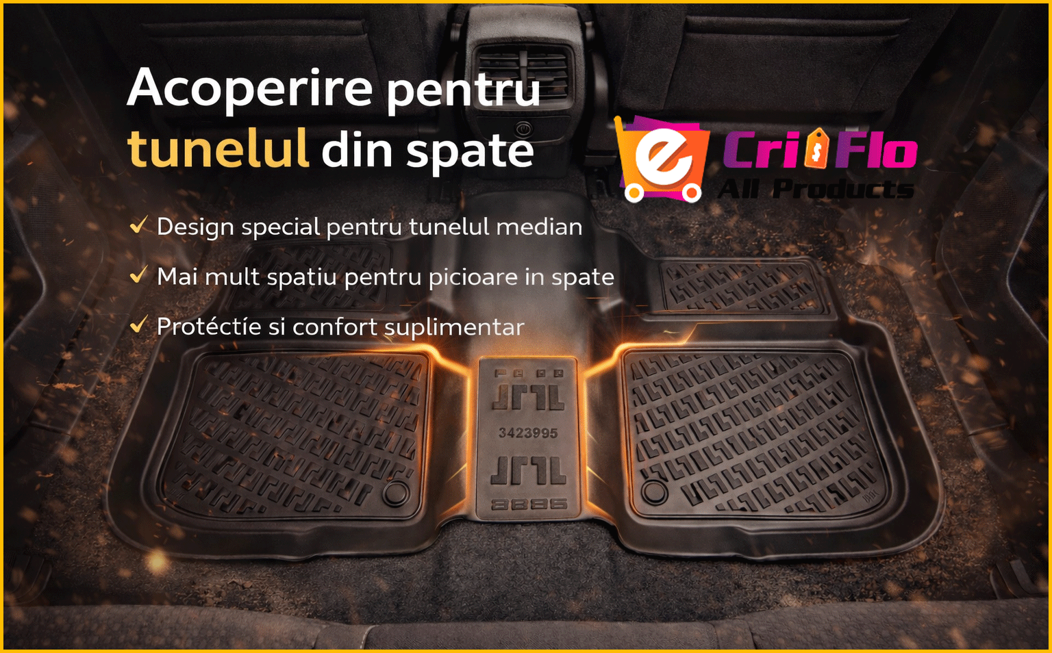 Set covorase presuri OPEL CORSA E din 2014-2019, auto, CRI-FLO, din cauciuc thermoplastic, 4 Stickere auto cu OPEL