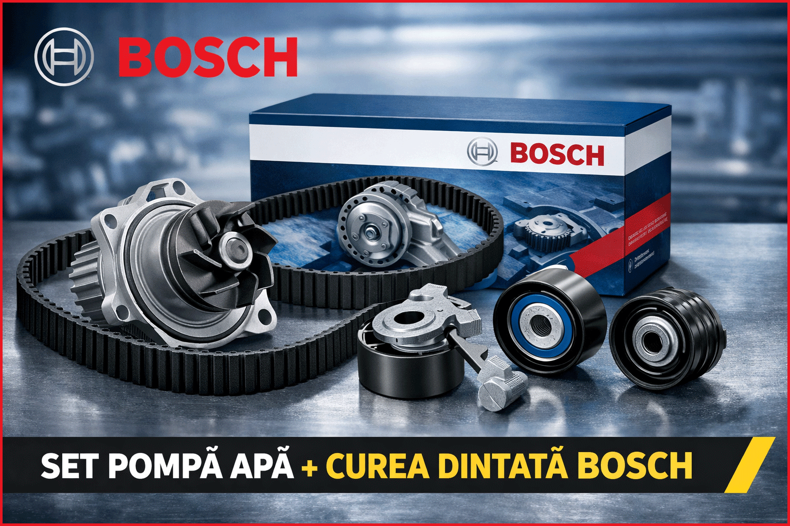 Set pompa apa si curea distributie OPEL ZAFIRA B Box Body/MPV (A05) 1.6 CNG Turbo VAN (M75) 150 CP din 2009 - 2015, Bosch, 4x Stickere auto cu OPEL