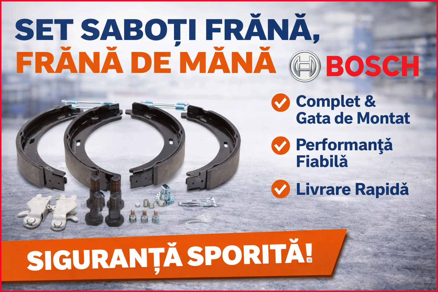 Set accesorii frana, pentru frana de mana BMW Seria 5 (E60) 520 d 163 CP din 2005 - 2009, Bosch, 4x Stickere auto cu BMW
