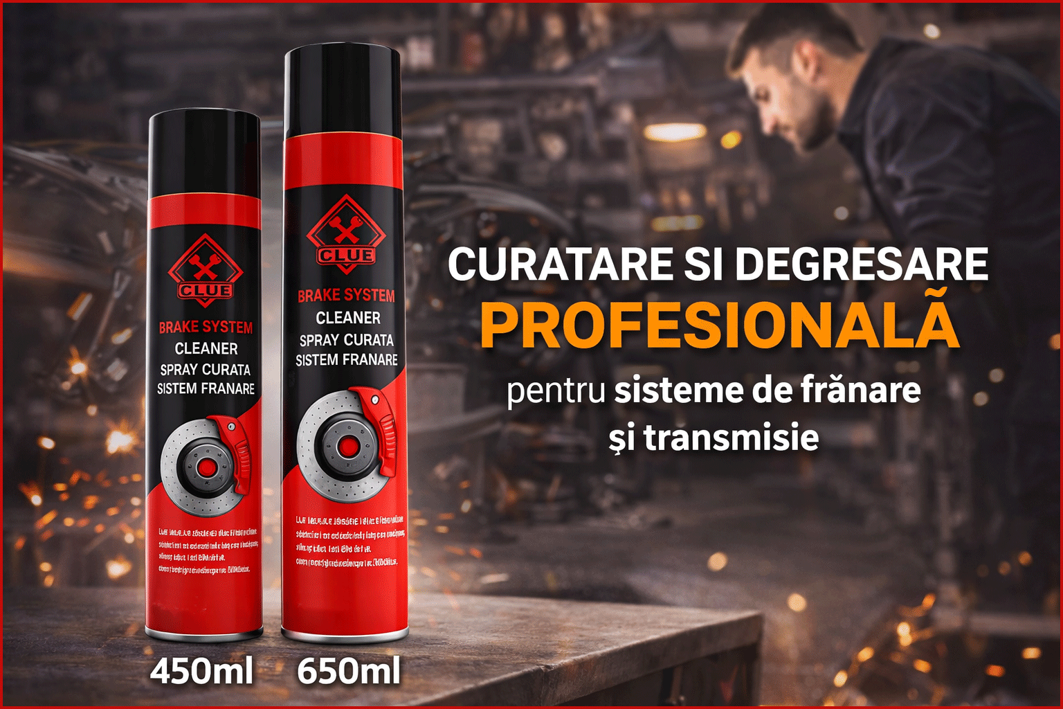 Spray Curatare Frane si Ambreiaje CLUE, Degresare Puternica, Curatare si Uscare Rapida, 450 ml
