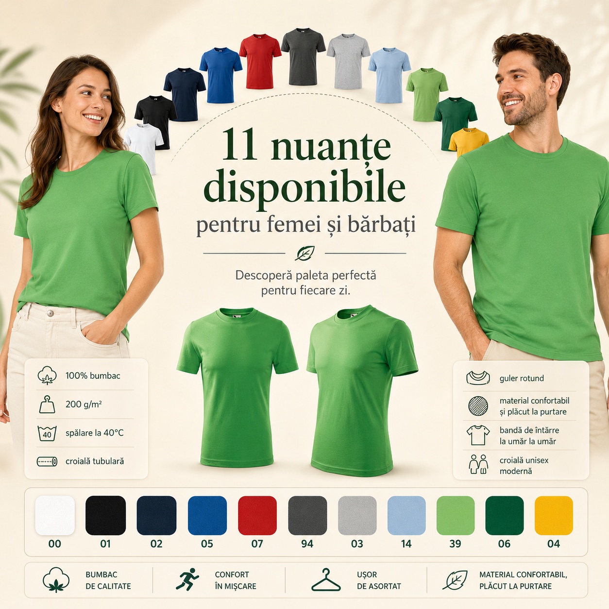 Tricou unisex damă și bărbat Malfini Heavy 110, 100% bumbac, 200 g/mp, 11 nuanțe disponibile