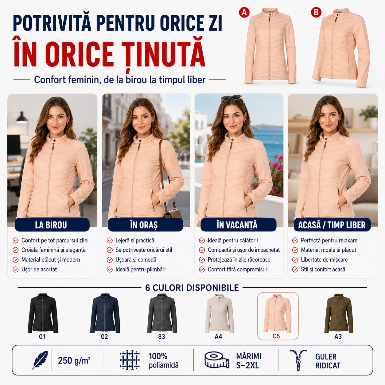 Paleta de culori geacă damă Cross 556