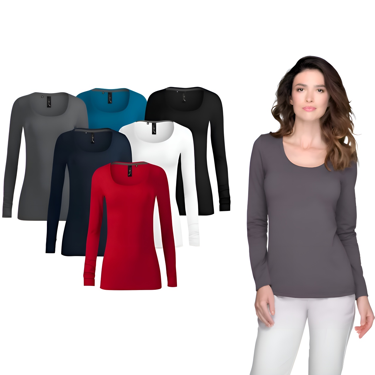 Bluză damă Malfini Premium Brave 156 purtată Model feminin purtând bluză damă Malfini Premium Brave 156