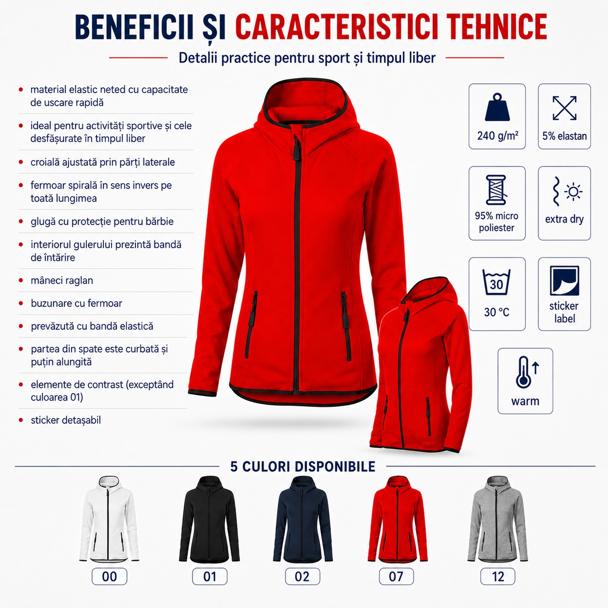 De ce sa alegi bluza dama tip hanorac stretch fleece Direct 418