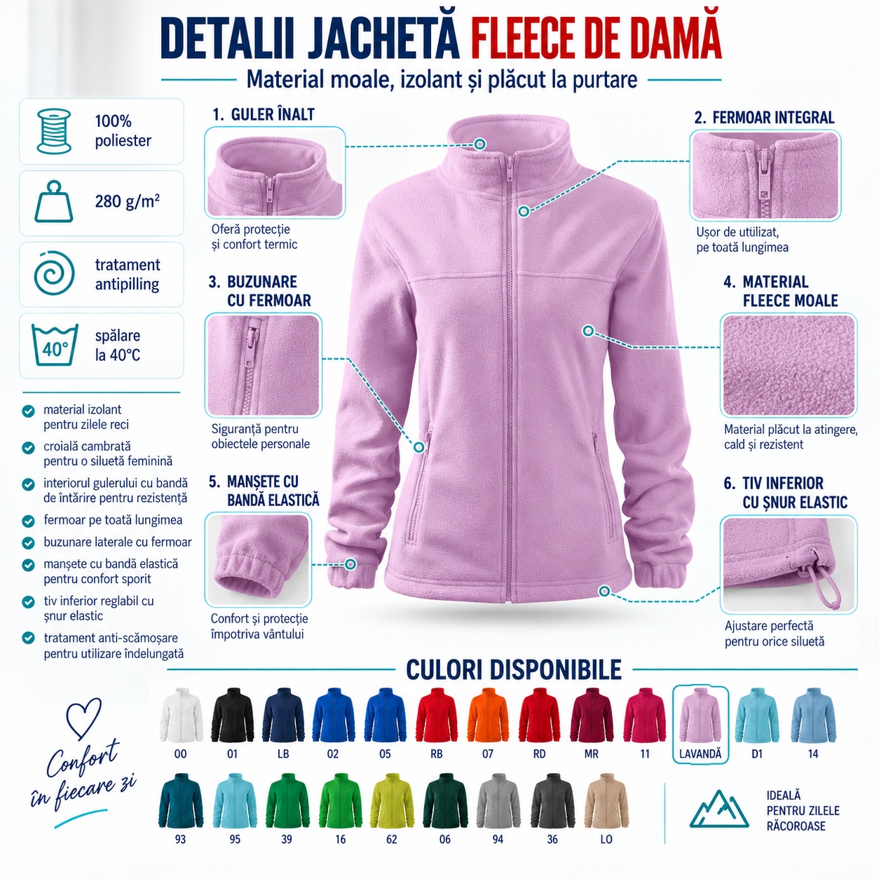 Avantaje bluza fleece dama cu fermoar Jacket 504