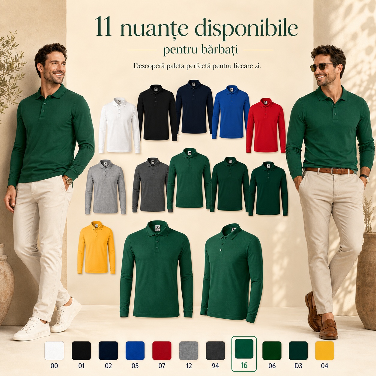 11 nuanțe disponibile pentru bărbați Malfini Pique Polo LS 221