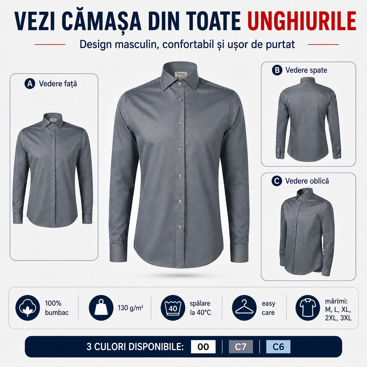 Cămașă Malfini Journey din toate unghiurile Cămașă Malfini Journey prezentată din față, spate și unghi oblic