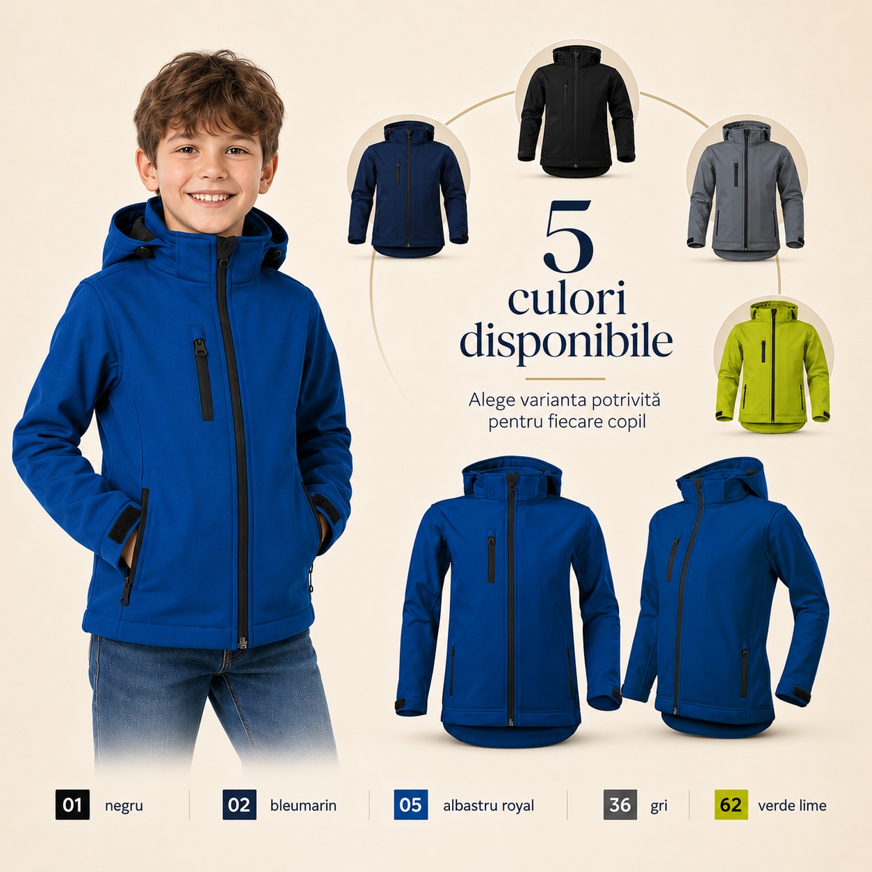 Geacă Performance 535 softshell copii detalii material și croială
