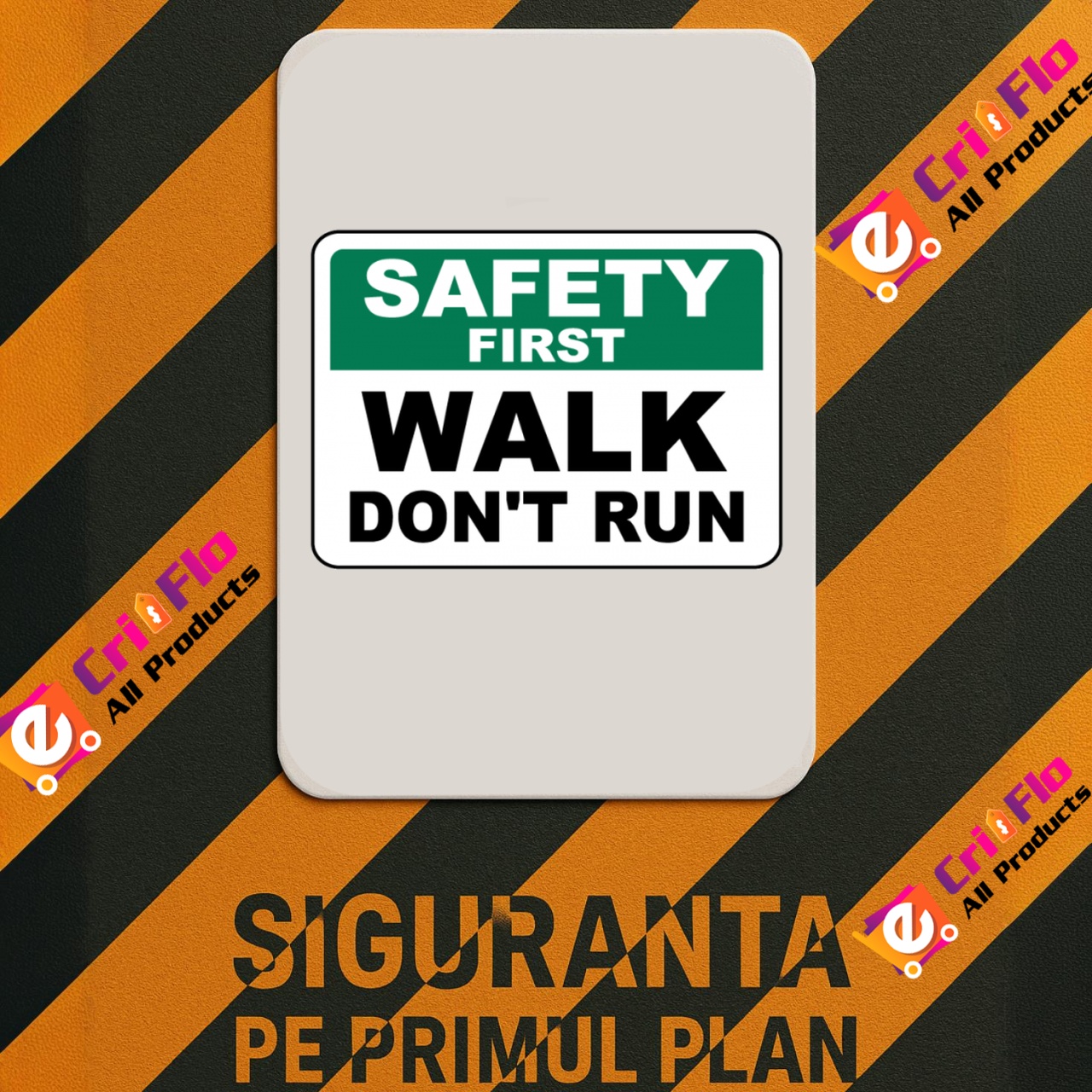 ⚠️ INDICATOARE 🛑 Indicator Safety First Walk Don't Run Sign, Sticker ...