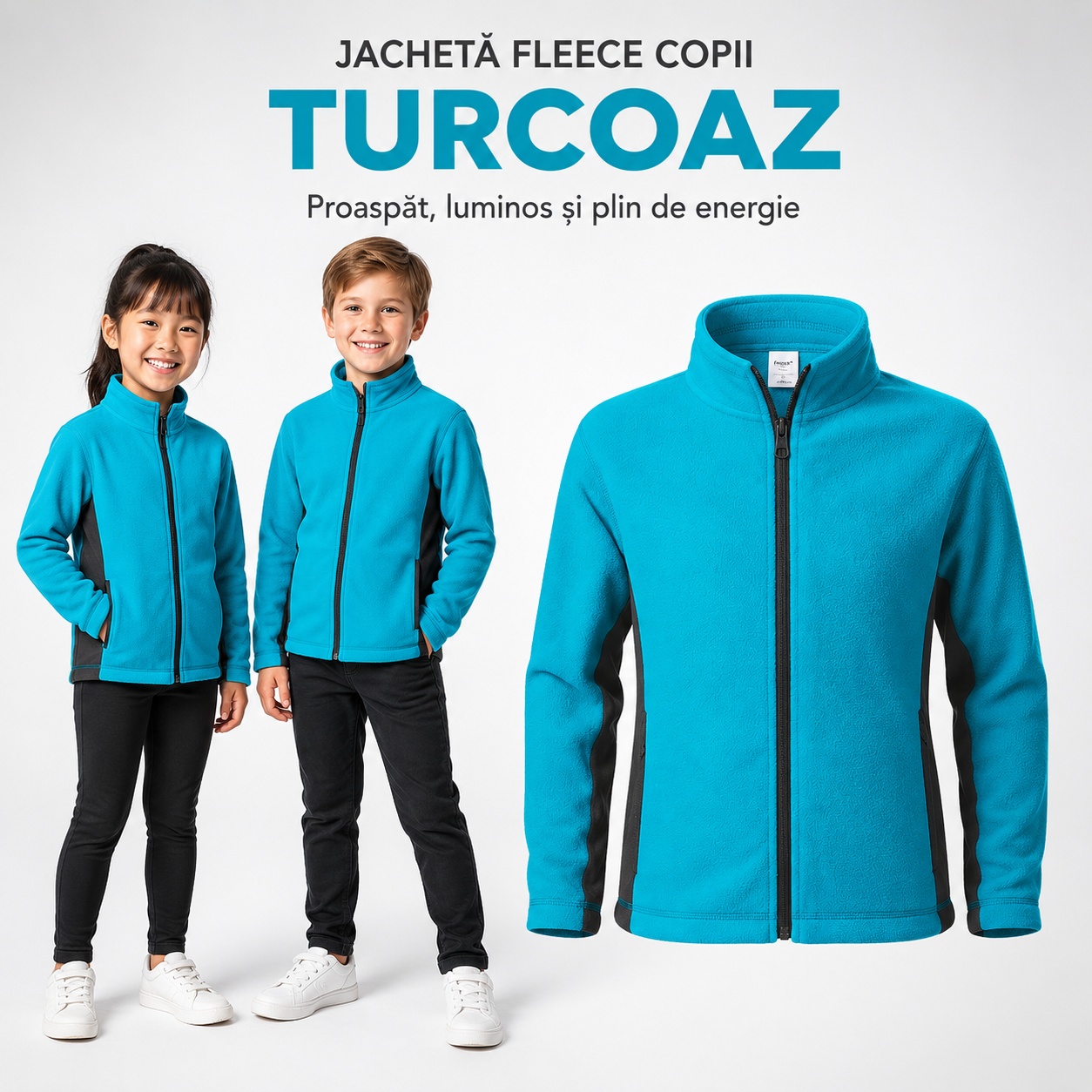 Jacheta fleece copii Frosty 529 calduroasa moale cu fermoar