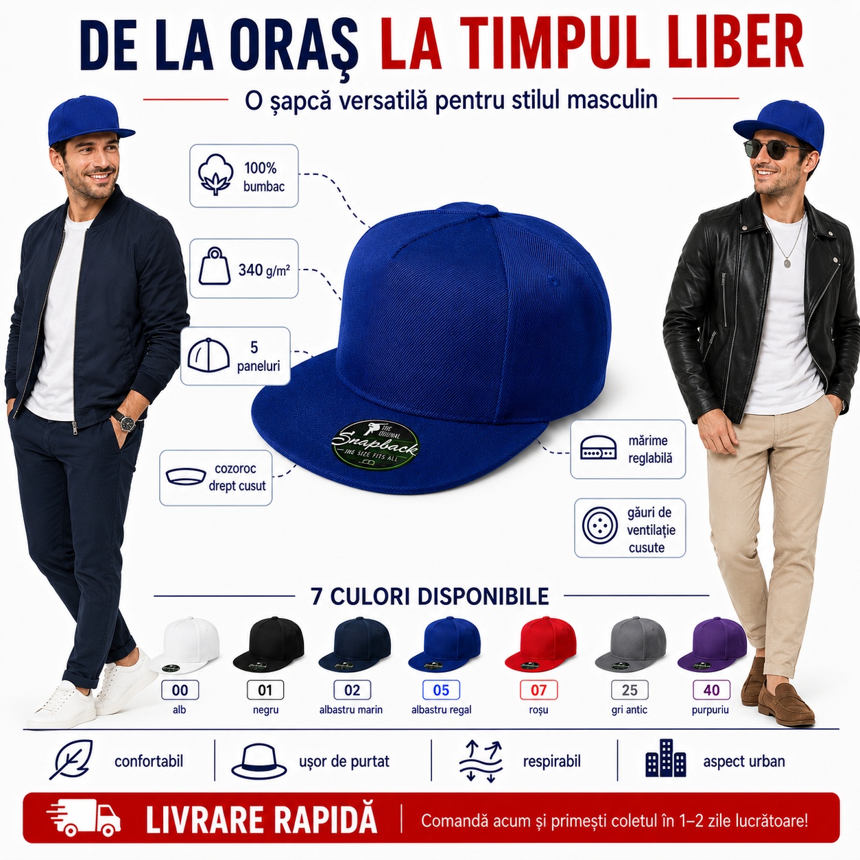 Șapcă RAP pentru ținute urbane Șapcă RAP unisex pentru oraș și timpul liber