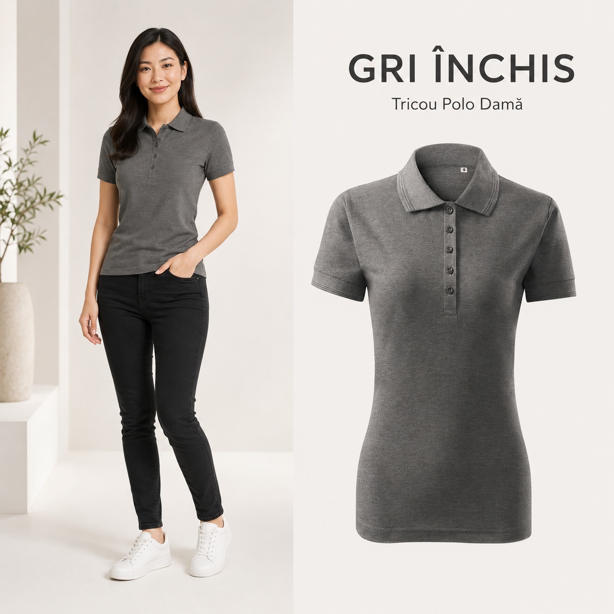 Tricou Polo Damă Malfini F10 - Gri Închis Tricou polo damă Malfini F10 culoare gri închis, material piqué 200 g/m²