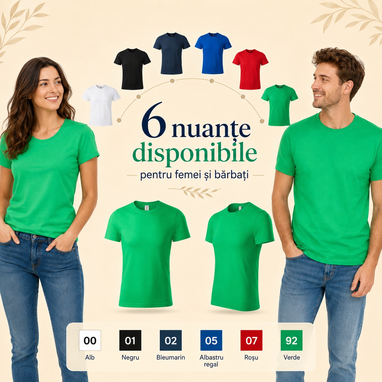 Șase nuanțe disponibile pentru femei și bărbați Tricou unisex Parade disponibil în șase nuanțe pentru femei și bărbați