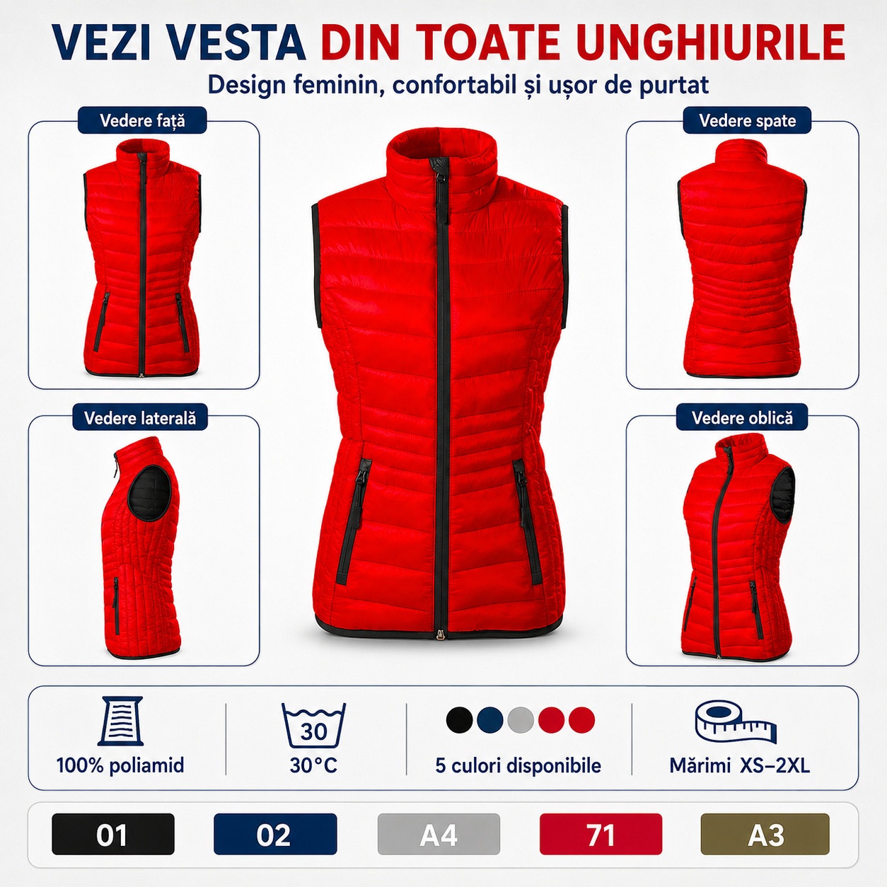 Vestă femei Everest 554 vedere frontală și laterală