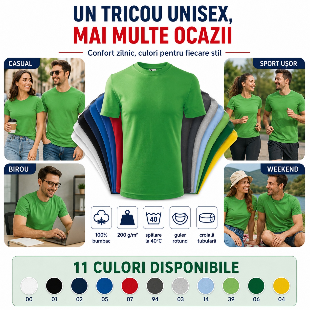 Tricou unisex Malfini Heavy 110 pentru casual birou sport ușor weekend 11 culori disponibile