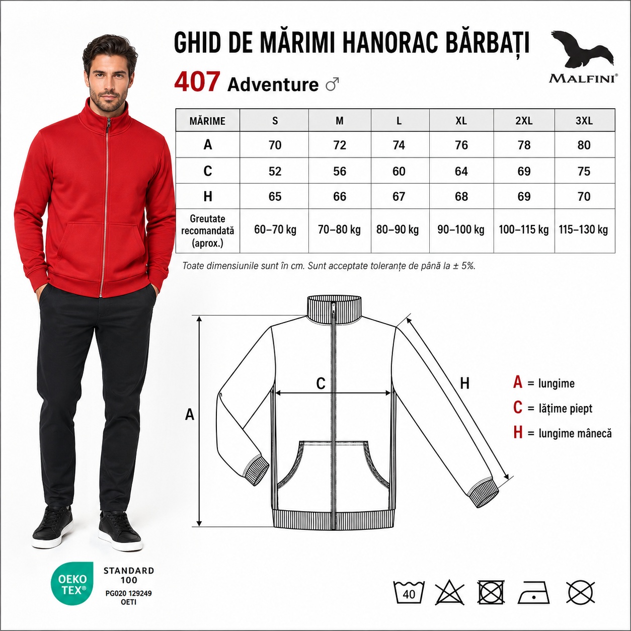 Material și finisaje Malfini 407 Adventure Material și finisaje Malfini 407 Adventure 65% bumbac 35% poliester 300 g/m²