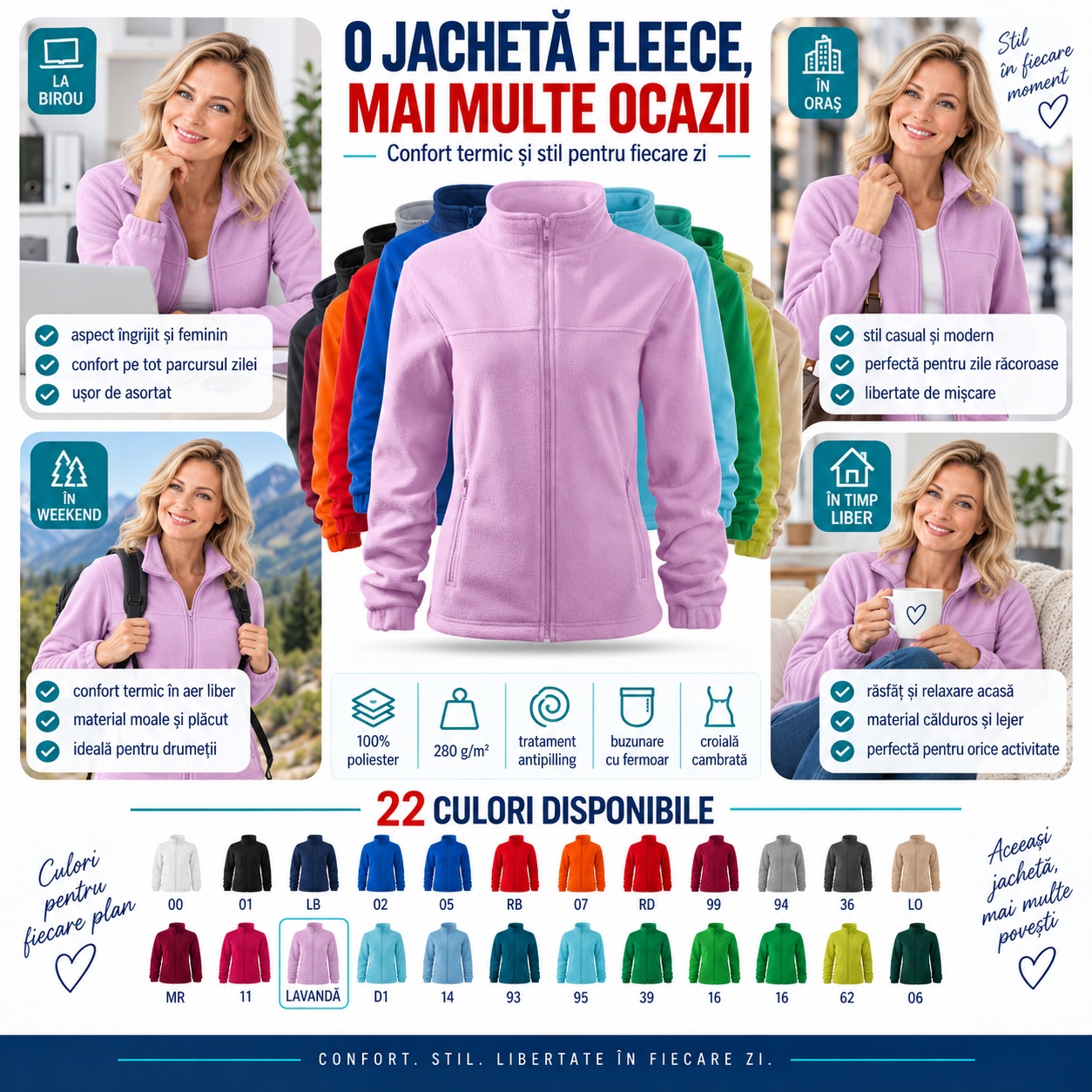 Bluza polar fleece dama cu fermoar