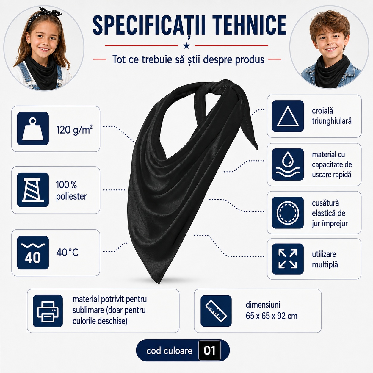 Eșarfă unisex copii Relax 327 văzută din mai multe unghiuri