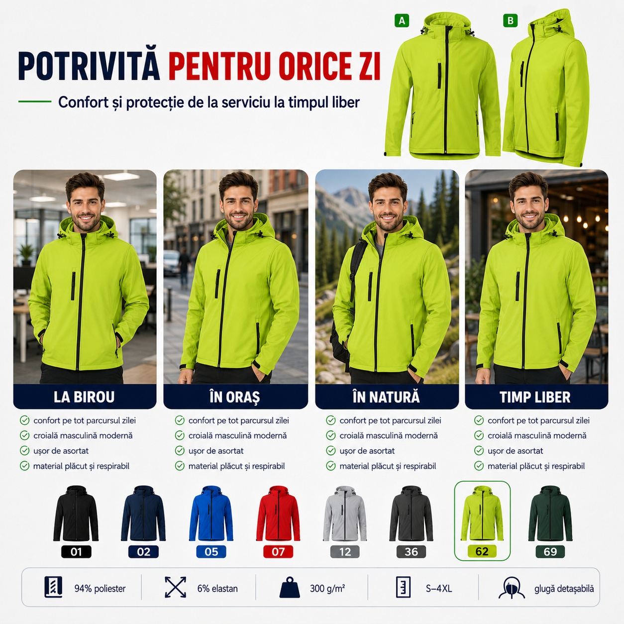 Geacă softshell impermeabilă Performance 522 cu fleece interior