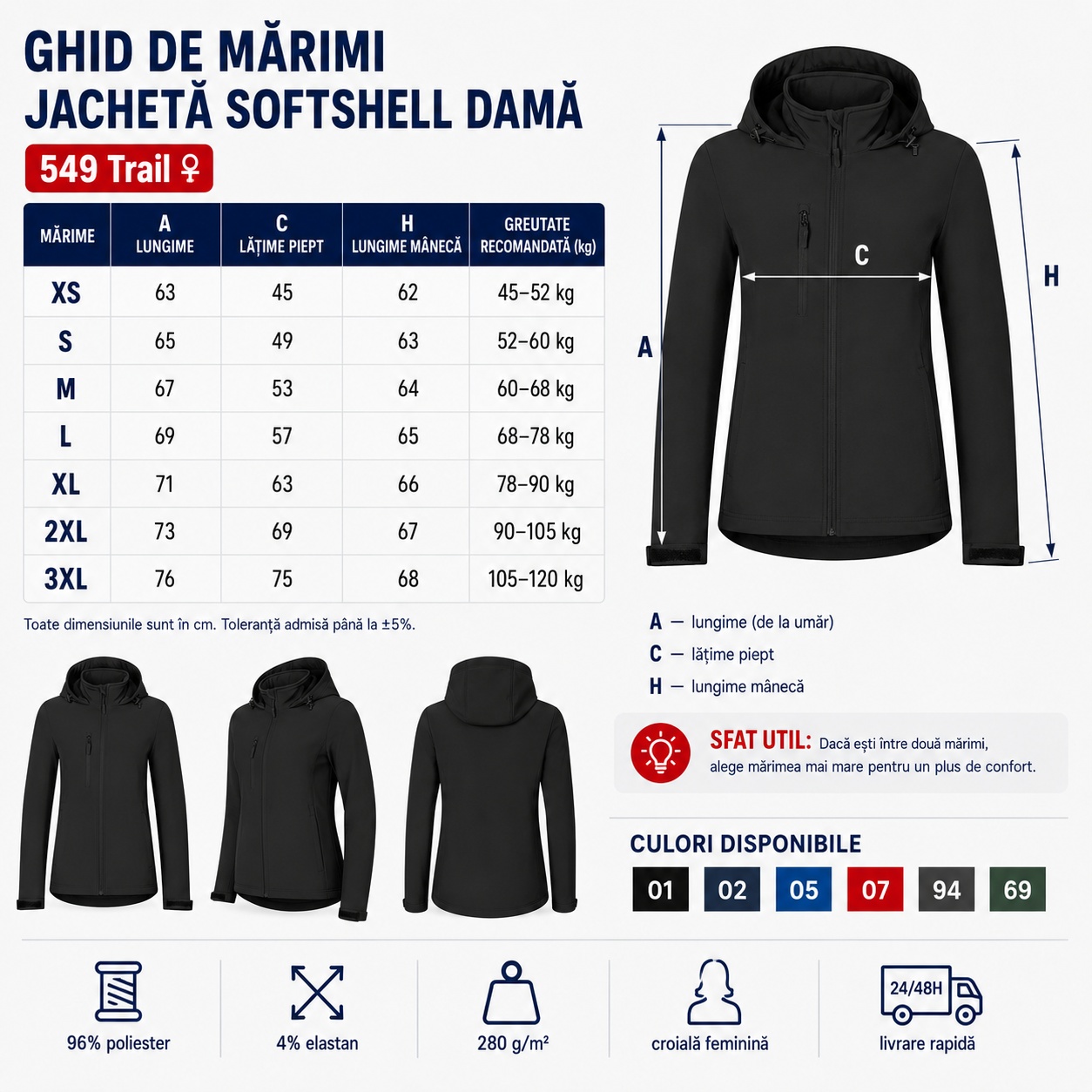 Trail 549 geacă softshell damă văzută din mai multe unghiuri
