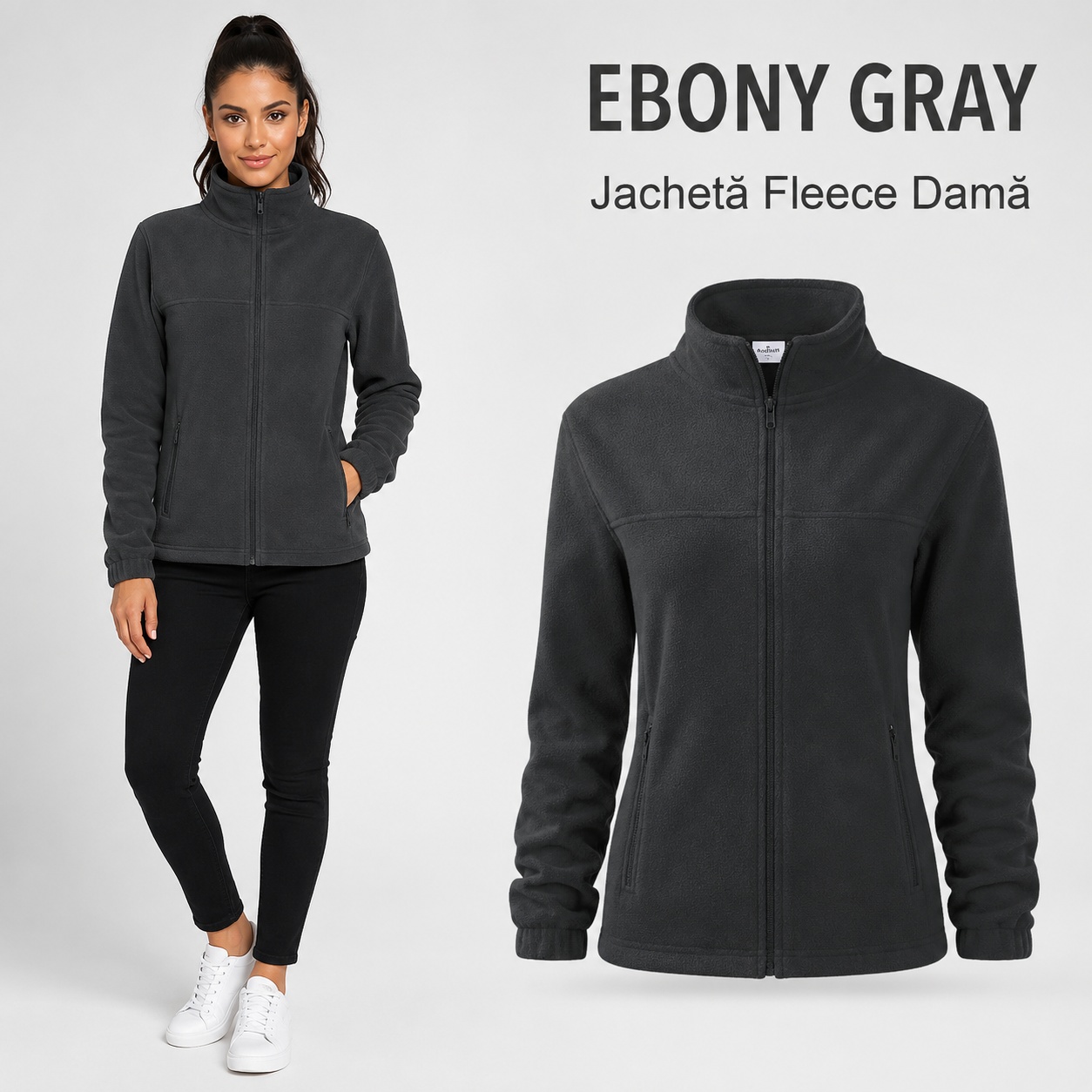 Hanorac fleece dama cu fermoar integral